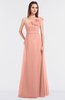 ColsBM Kelsey Peach Elegant A-line Zip up Floor Length Ruching Bridesmaid Dresses