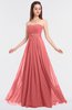 ColsBM Claire Coral Elegant A-line Strapless Sleeveless Appliques Bridesmaid Dresses