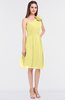 ColsBM Dalary Pastel Yellow Classic A-line Asymmetric Neckline Sleeveless Criss-cross Straps Knee Length Bridesmaid Dresses