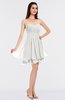 ColsBM Makenna Cloud White Glamorous A-line Strapless Sleeveless Mini Beaded Bridesmaid Dresses