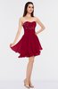 ColsBM Makenna Dark Red Glamorous A-line Strapless Sleeveless Mini Beaded Bridesmaid Dresses