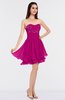 ColsBM Makenna Hot Pink Glamorous A-line Strapless Sleeveless Mini Beaded Bridesmaid Dresses