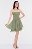 ColsBM Makenna Moss Green Glamorous A-line Strapless Sleeveless Mini Beaded Bridesmaid Dresses