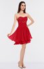 ColsBM Makenna Red Glamorous A-line Strapless Sleeveless Mini Beaded Bridesmaid Dresses