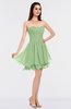 ColsBM Makenna Sage Green Glamorous A-line Strapless Sleeveless Mini Beaded Bridesmaid Dresses