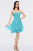 ColsBM Makenna Turquoise Glamorous A-line Strapless Sleeveless Mini Beaded Bridesmaid Dresses
