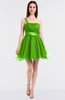ColsBM Lucille Classic Green Princess Ball Gown Asymmetric Neckline Zip up Mini Ruching Bridesmaid Dresses