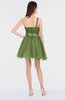 ColsBM Lucille Moss Green Princess Ball Gown Asymmetric Neckline Zip up Mini Ruching Bridesmaid Dresses