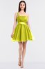 ColsBM Lucille Pale Yellow Princess Ball Gown Asymmetric Neckline Zip up Mini Ruching Bridesmaid Dresses