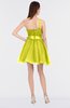 ColsBM Lucille Pale Yellow Princess Ball Gown Asymmetric Neckline Zip up Mini Ruching Bridesmaid Dresses
