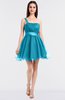 ColsBM Lucille Turquoise Princess Ball Gown Asymmetric Neckline Zip up Mini Ruching Bridesmaid Dresses