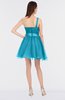 ColsBM Lucille Turquoise Princess Ball Gown Asymmetric Neckline Zip up Mini Ruching Bridesmaid Dresses