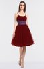 ColsBM Aryana Dark Red Elegant Ball Gown Sleeveless Zip up Knee Length Ruching Bridesmaid Dresses