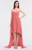 ColsBM Skye Coral Sexy A-line Strapless Zip up Sweep Train Ruching Bridesmaid Dresses