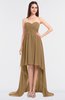 ColsBM Skye Indian Tan Sexy A-line Strapless Zip up Sweep Train Ruching Bridesmaid Dresses