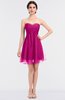 ColsBM Denise Hot Pink Glamorous A-line Sleeveless Zip up Mini Appliques Bridesmaid Dresses