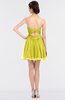 ColsBM Denise Pale Yellow Glamorous A-line Sleeveless Zip up Mini Appliques Bridesmaid Dresses