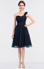ColsBM Emelia Navy Blue Elegant A-line Sleeveless Zip up Knee Length Ruching Bridesmaid Dresses