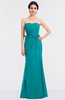 ColsBM Natalee Teal Romantic A-line Strapless Zip up Floor Length Ruching Bridesmaid Dresses