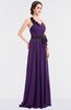 ColsBM Ivanna Dark Purple Elegant A-line Halter Sleeveless Floor Length Flower Bridesmaid Dresses