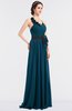 ColsBM Ivanna Moroccan Blue Elegant A-line Halter Sleeveless Floor Length Flower Bridesmaid Dresses