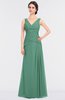 ColsBM Leona Beryl Green Mature A-line V-neck Zip up Floor Length Ruching Bridesmaid Dresses