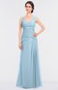 ColsBM Leona Ice Blue Mature A-line V-neck Zip up Floor Length Ruching Bridesmaid Dresses