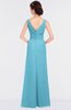 ColsBM Leona Light Blue Mature A-line V-neck Zip up Floor Length Ruching Bridesmaid Dresses