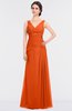 ColsBM Leona Tangerine Mature A-line V-neck Zip up Floor Length Ruching Bridesmaid Dresses