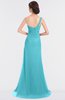 ColsBM Selah Turquoise Sexy Sheath Asymmetric Neckline Sleeveless Sweep Train Beaded Bridesmaid Dresses