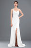ColsBM Selah White Sexy Sheath Asymmetric Neckline Sleeveless Sweep Train Beaded Bridesmaid Dresses