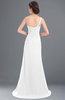 ColsBM Selah White Sexy Sheath Asymmetric Neckline Sleeveless Sweep Train Beaded Bridesmaid Dresses