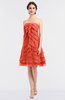 ColsBM Cheyenne Living Coral Modern A-line Strapless Sleeveless Knee Length Edging Bridesmaid Dresses