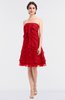 ColsBM Cheyenne Red Modern A-line Strapless Sleeveless Knee Length Edging Bridesmaid Dresses