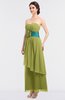 ColsBM Johanna Linden Green Elegant A-line Sleeveless Zip up Ankle Length Ruching Bridesmaid Dresses