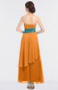ColsBM Johanna Orange Elegant A-line Sleeveless Zip up Ankle Length Ruching Bridesmaid Dresses