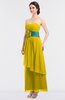 ColsBM Johanna Yellow Elegant A-line Sleeveless Zip up Ankle Length Ruching Bridesmaid Dresses