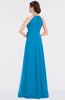 ColsBM Ellie Cornflower Blue Classic Halter Sleeveless Zip up Floor Length Flower Bridesmaid Dresses