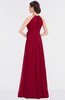 ColsBM Ellie Dark Red Classic Halter Sleeveless Zip up Floor Length Flower Bridesmaid Dresses
