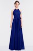 ColsBM Ellie Electric Blue Classic Halter Sleeveless Zip up Floor Length Flower Bridesmaid Dresses