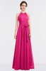 ColsBM Ellie Fandango Pink Classic Halter Sleeveless Zip up Floor Length Flower Bridesmaid Dresses