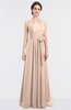 ColsBM Ellie Fresh Salmon Classic Halter Sleeveless Zip up Floor Length Flower Bridesmaid Dresses