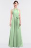 ColsBM Ellie Light Green Classic Halter Sleeveless Zip up Floor Length Flower Bridesmaid Dresses