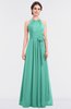 ColsBM Ellie Mint Green Classic Halter Sleeveless Zip up Floor Length Flower Bridesmaid Dresses