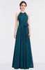 ColsBM Ellie Moroccan Blue Classic Halter Sleeveless Zip up Floor Length Flower Bridesmaid Dresses