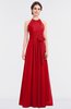 ColsBM Ellie Red Classic Halter Sleeveless Zip up Floor Length Flower Bridesmaid Dresses