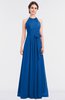 ColsBM Ellie Royal Blue Classic Halter Sleeveless Zip up Floor Length Flower Bridesmaid Dresses