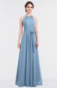 ColsBM Ellie Sky Blue Classic Halter Sleeveless Zip up Floor Length Flower Bridesmaid Dresses