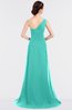 ColsBM Ruby Blue Turquoise Elegant A-line Asymmetric Neckline Sleeveless Zip up Sweep Train Bridesmaid Dresses
