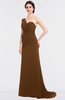 ColsBM Ruby Brown Elegant A-line Asymmetric Neckline Sleeveless Zip up Sweep Train Bridesmaid Dresses